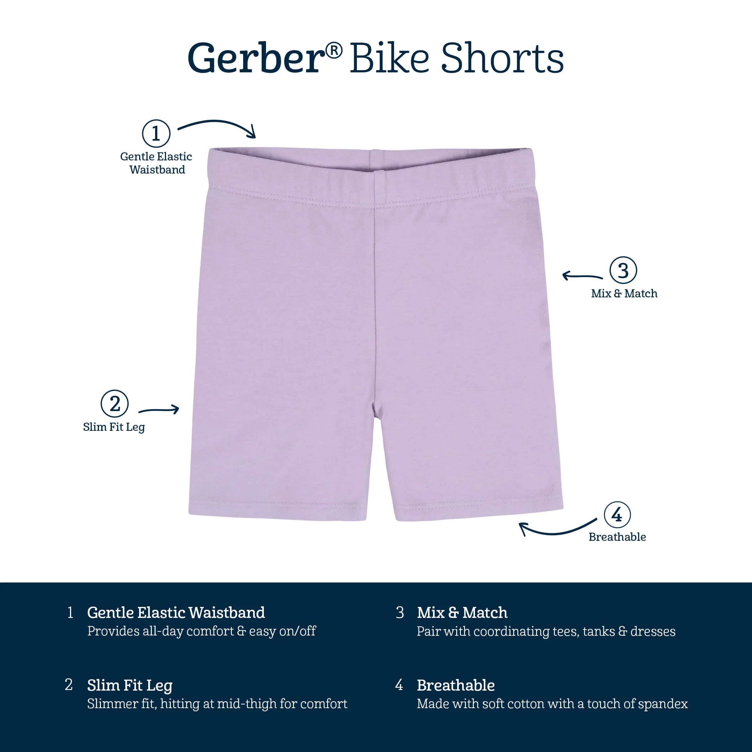 2-Pack Infant Girls Pink & Purple Pull-On Bike Shorts Gerber Childrenswea