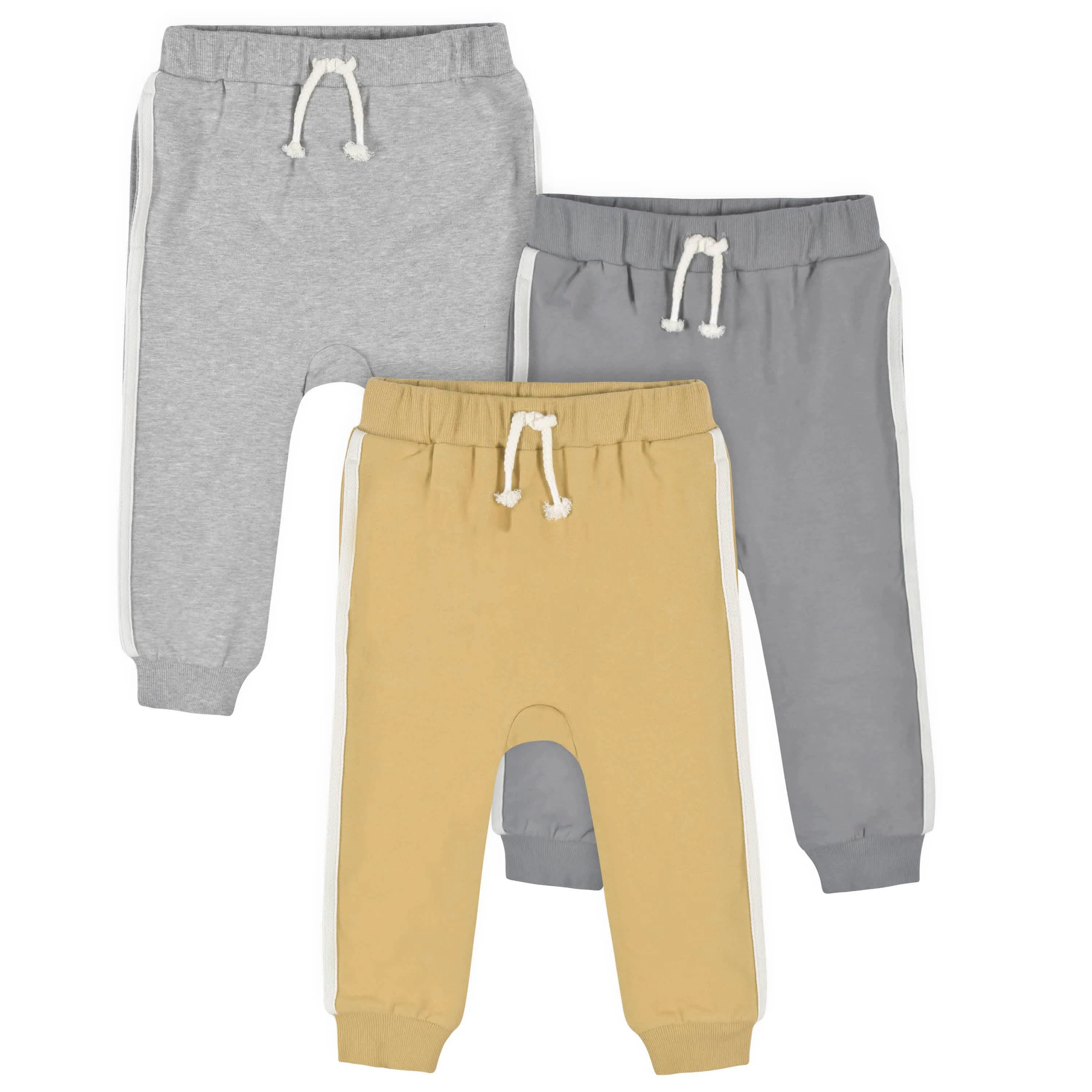 3-Pack Infant & Toddler Boys Mustard & Gray Joggers Gerber Childrenswea