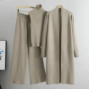 3 Piece Women Cardigan Knitted Pant Set Anna Kay Co