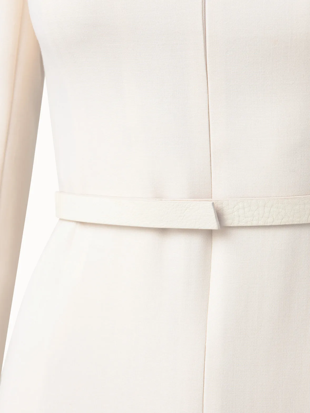 3/4 Sleeve Wool Double-Face Mock Neck Dress 