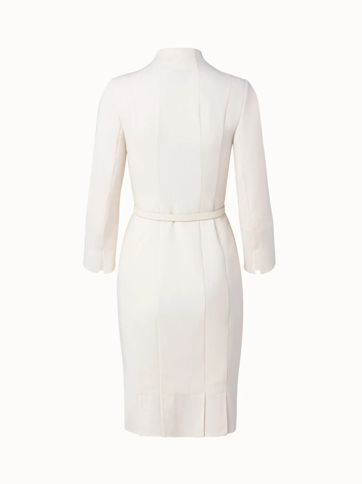 3/4 Sleeve Wool Double-Face Mock Neck Dress 