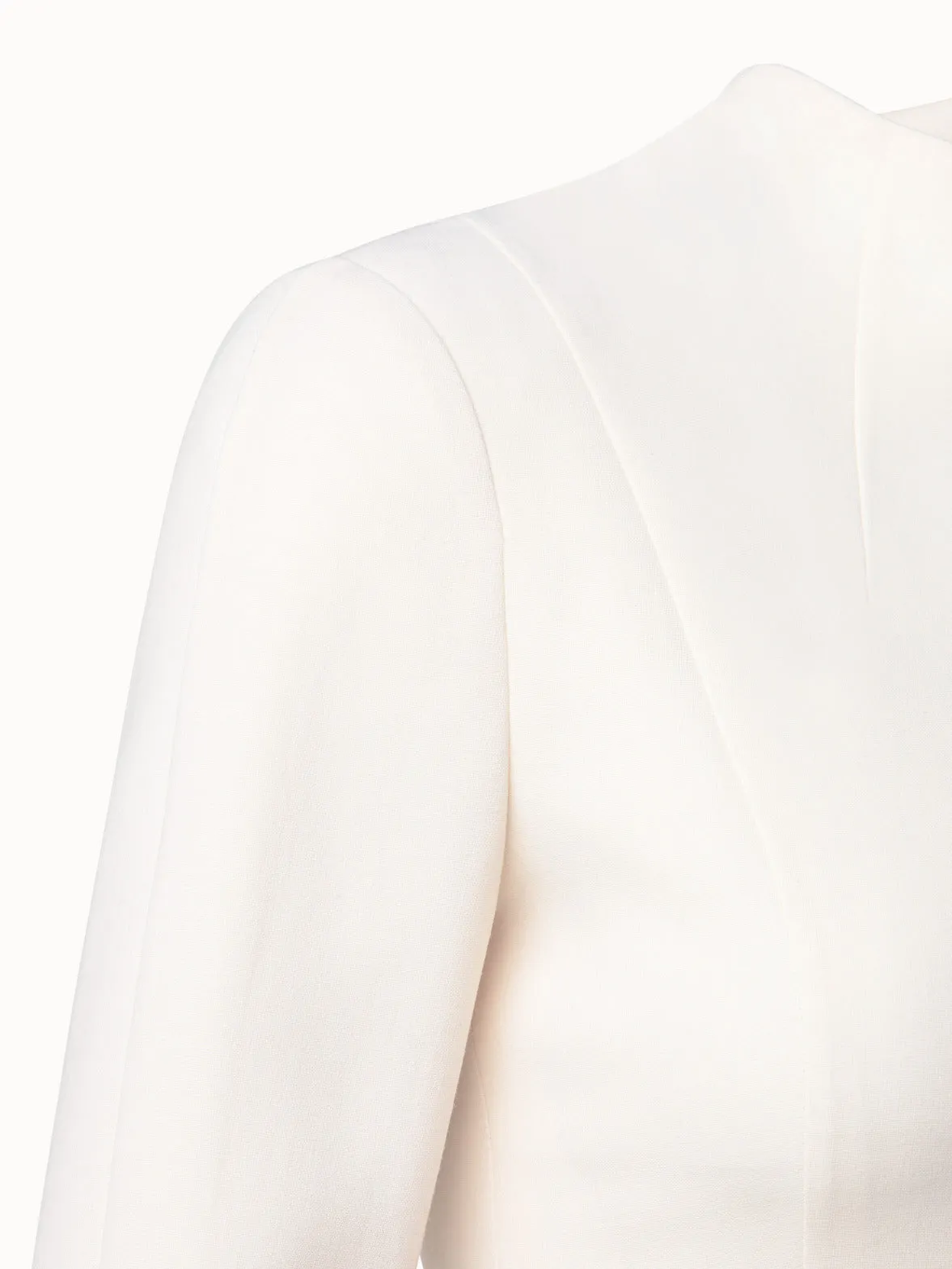 3/4 Sleeve Wool Double-Face Mock Neck Dress 