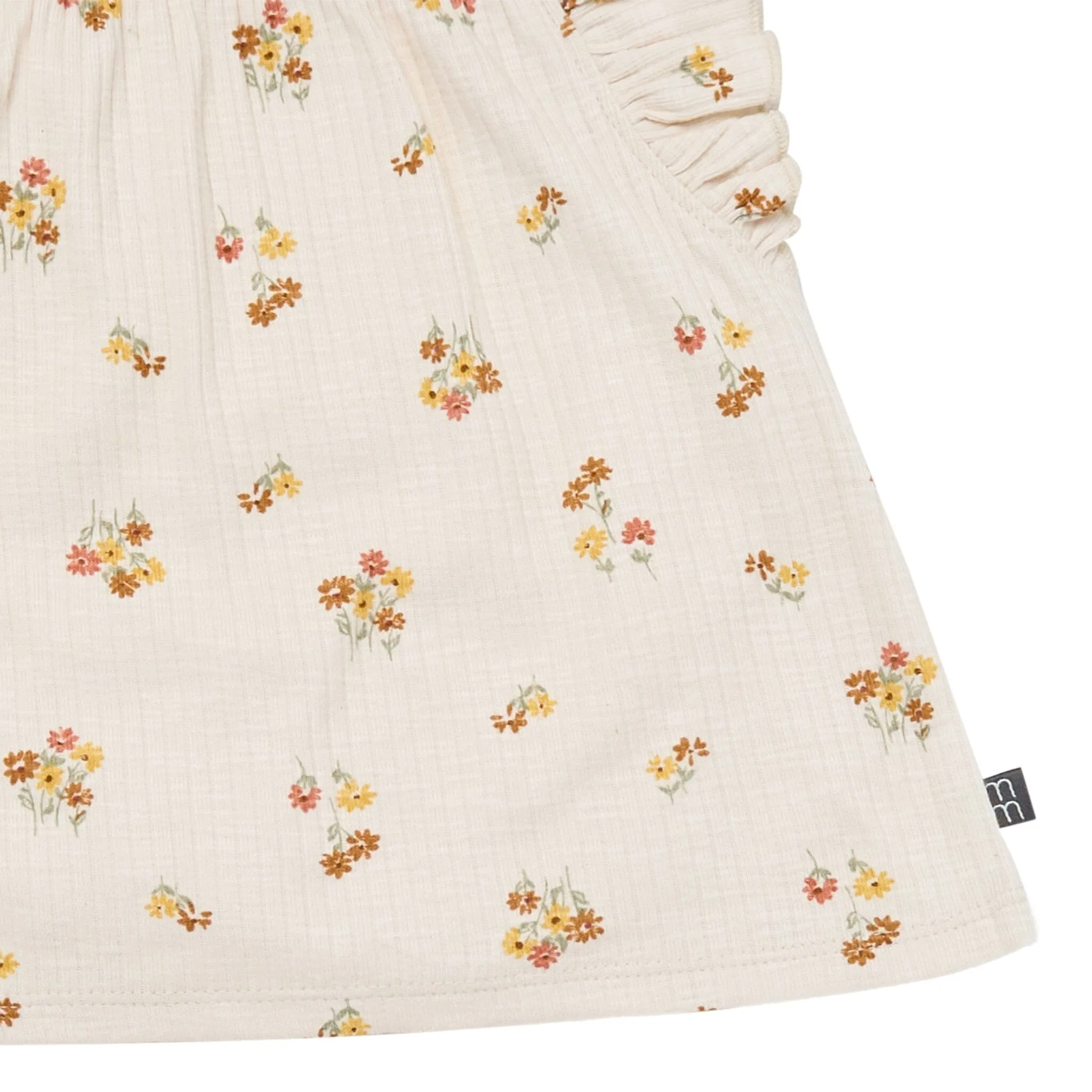 4-Piece Infant & Toddler Girls Beige Flowers Flutter Sleeve Tops and Shorts Set Gerber Childrenswea