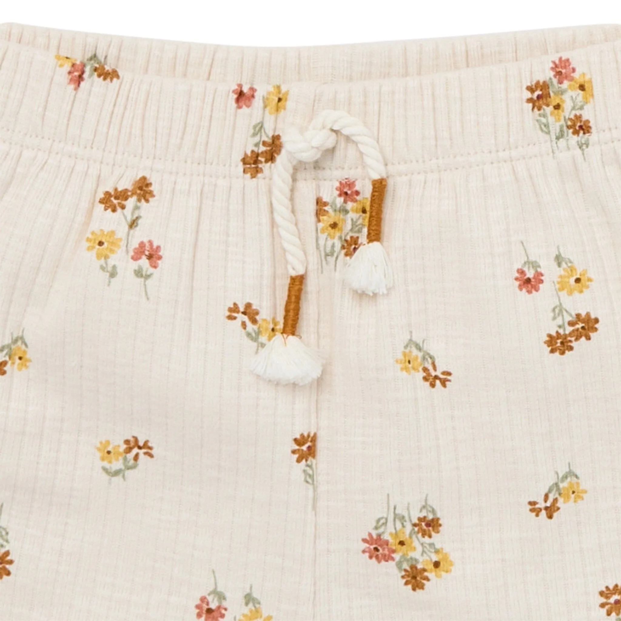 4-Piece Infant & Toddler Girls Beige Flowers Flutter Sleeve Tops and Shorts Set Gerber Childrenswea