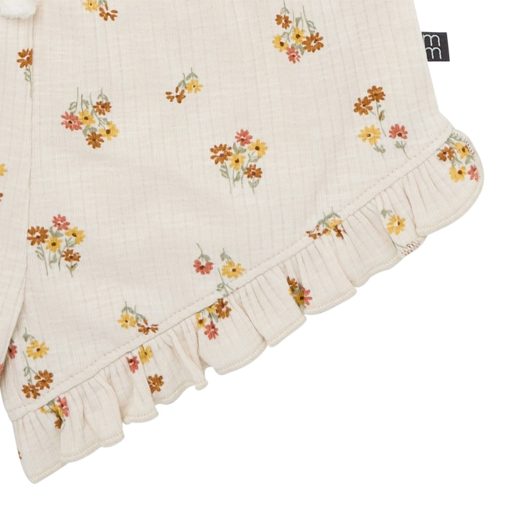 4-Piece Infant & Toddler Girls Beige Flowers Flutter Sleeve Tops and Shorts Set Gerber Childrenswea