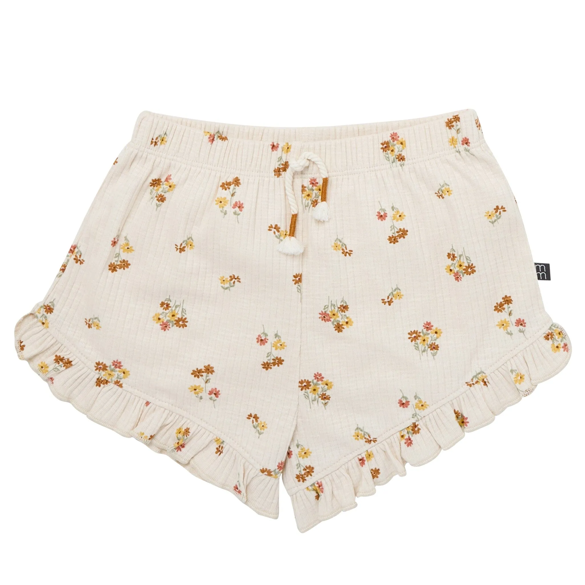4-Piece Infant & Toddler Girls Beige Flowers Flutter Sleeve Tops and Shorts Set Gerber Childrenswea