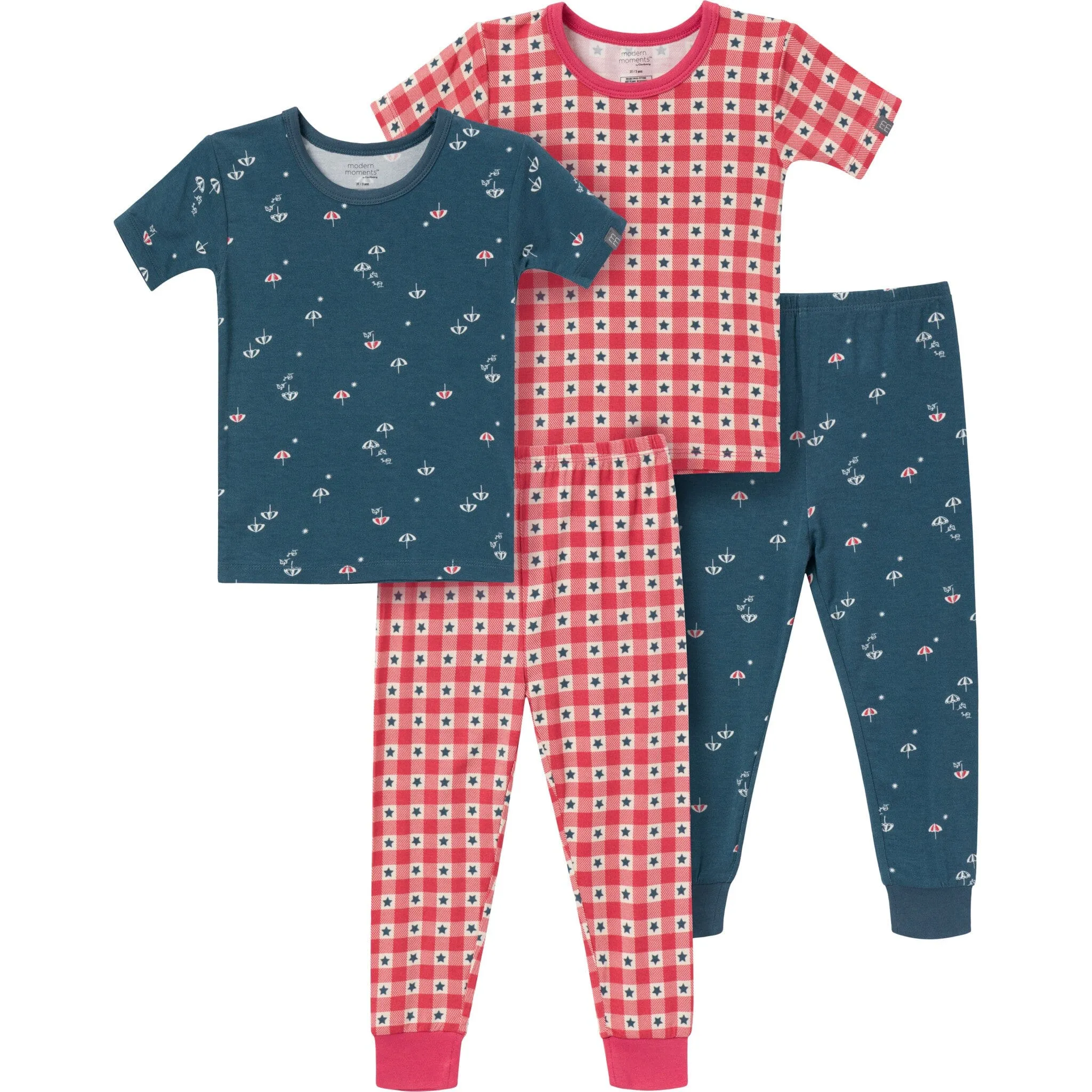4-Piece Infant & Toddler Neutral Blue Umbrella Snug Fitting Pajamas Gerber Childrenswea
