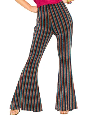 70s Rainbow Sparkle Disco Fever Womens Flares