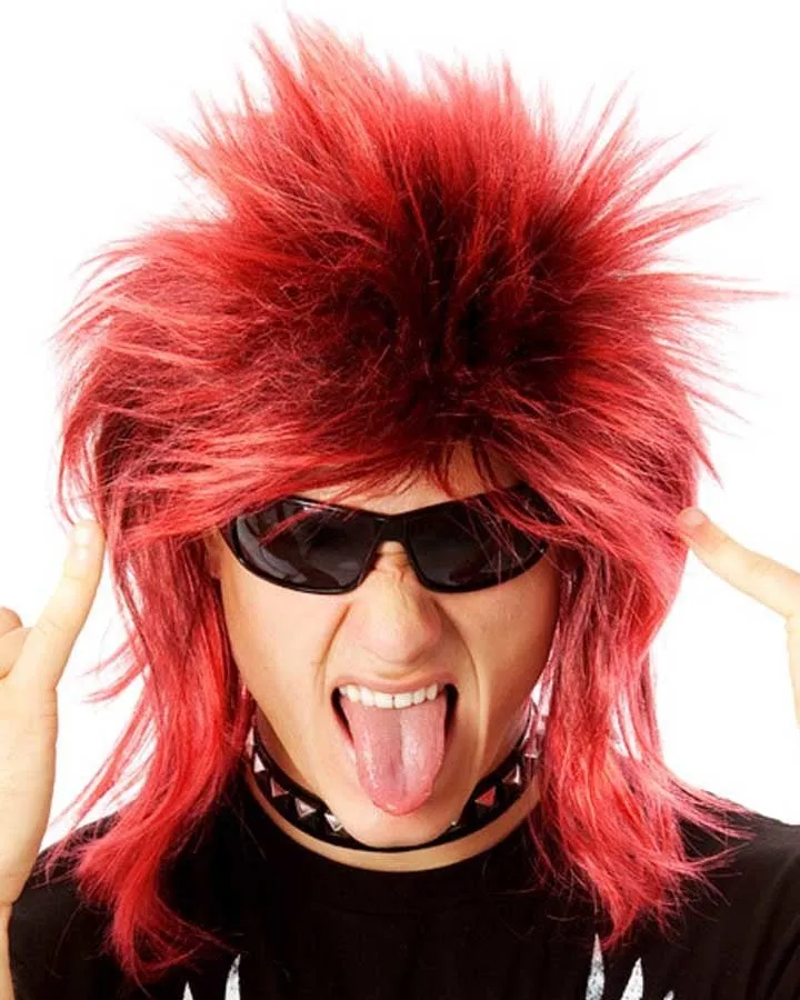 80s Wild Punk Short Red and Black Wig
