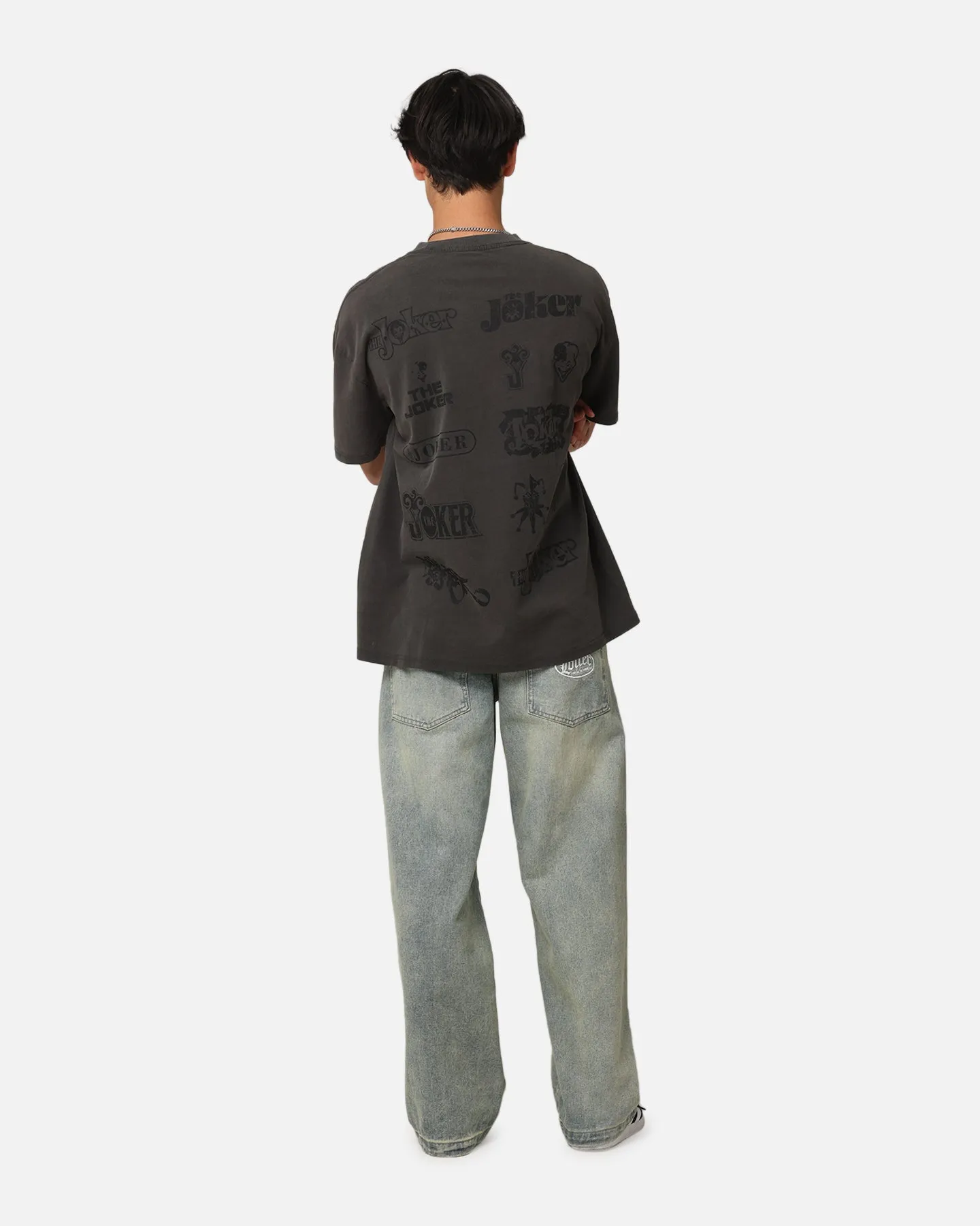 American Thrift X DC Batman The Joker Joker Logos Heavyweight T-Shirt Black Wash