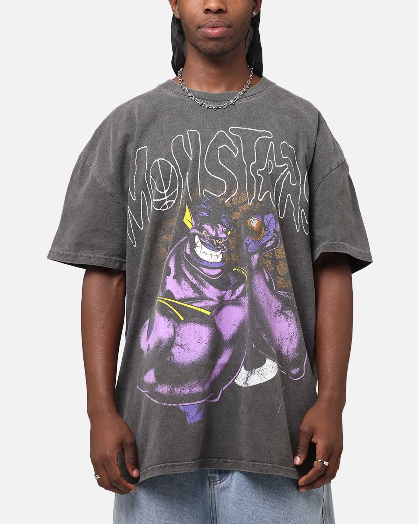 American Thrift X Space Jam Monstars Heavyweight Vintage T-Shirt Black Wash