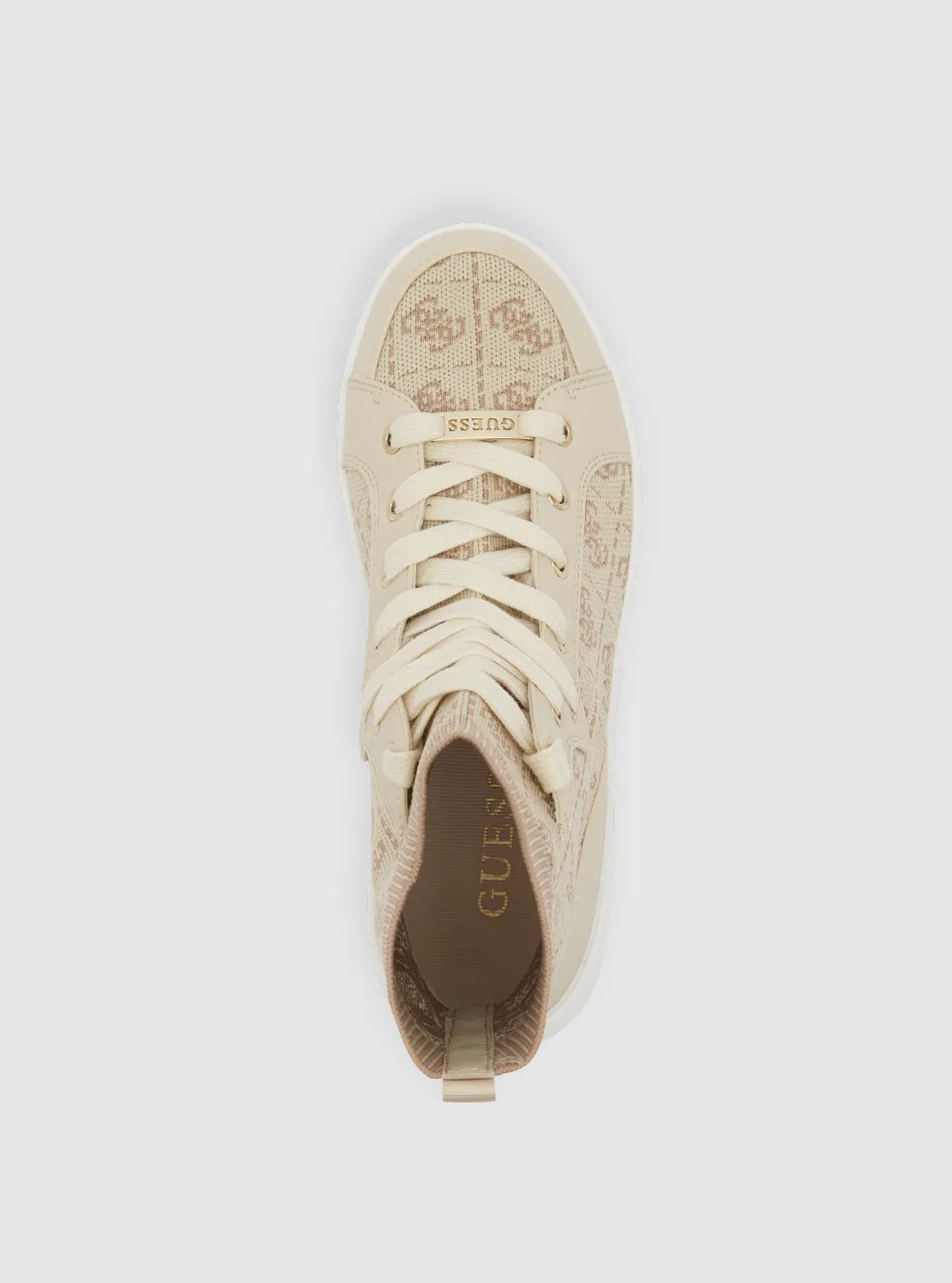 Beige Mannen High Top Sneakers Guess