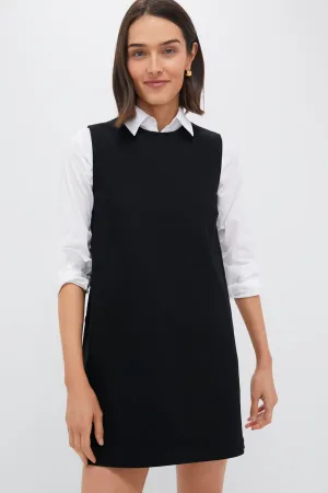 Black Twill Button Bitsy Dress