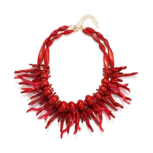 Bohemian Multi-Layered Resin Coral Necklace Anna Kay Co