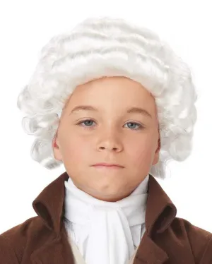 Colonial Man Curly White Kids Wig