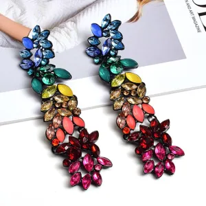 Colorful Crystals Long Drop Earrings Anna Kay Co