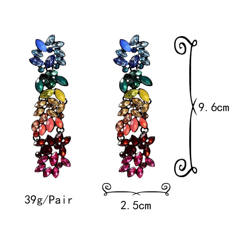 Colorful Crystals Long Drop Earrings Anna Kay Co
