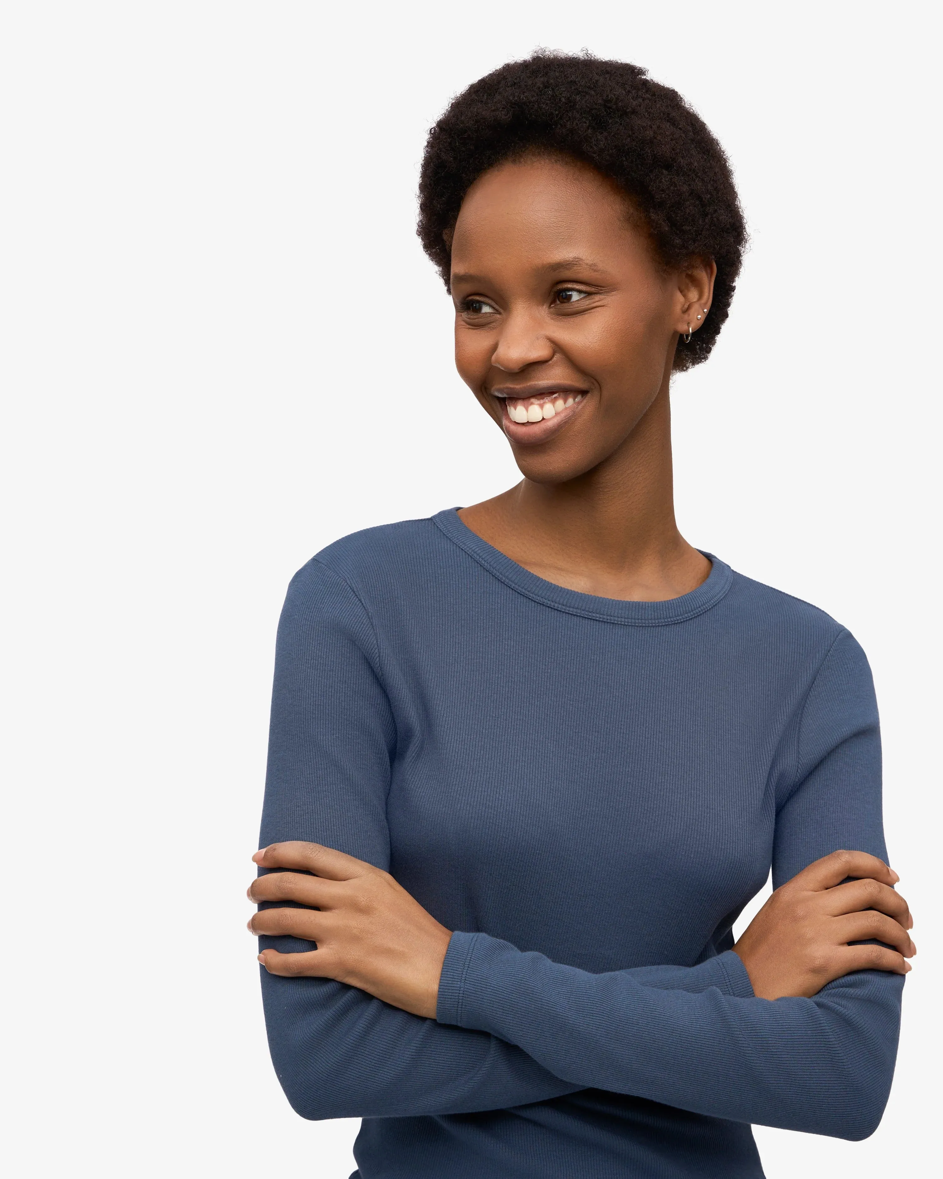 COLORFUL STANDARD - ORGANIC RIB LONG SLEEVE T-SHIRT - PETROL BLUE