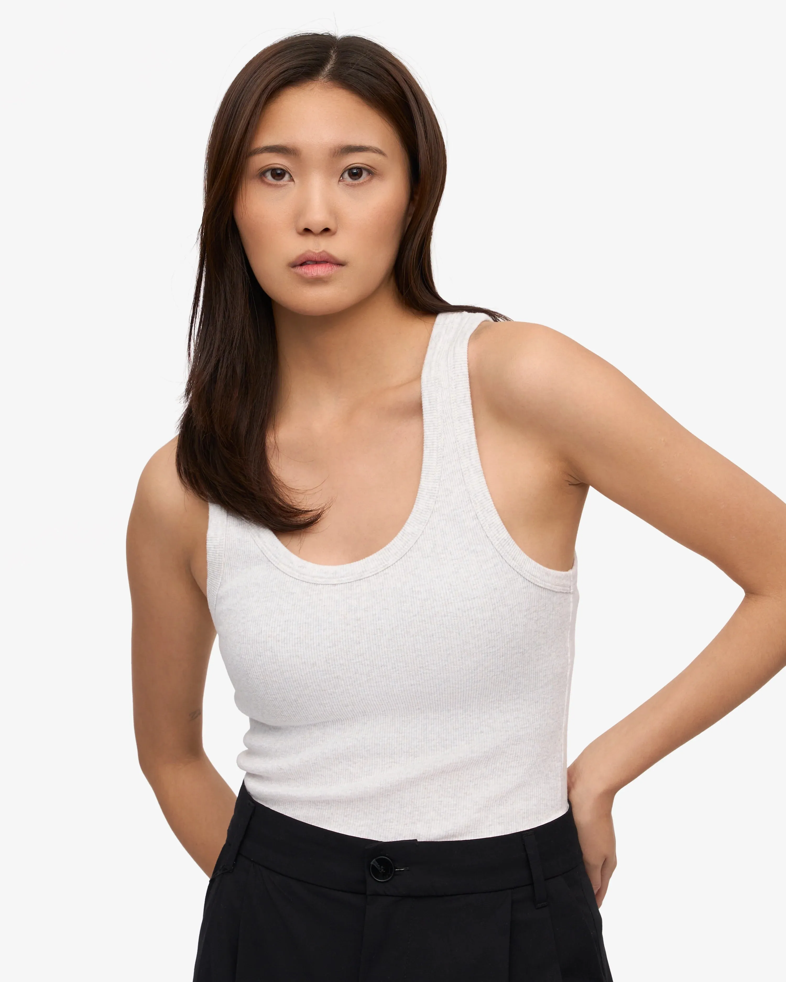 COLORFUL STANDARD - RIB TANK TOP - SNOW MELANGE
