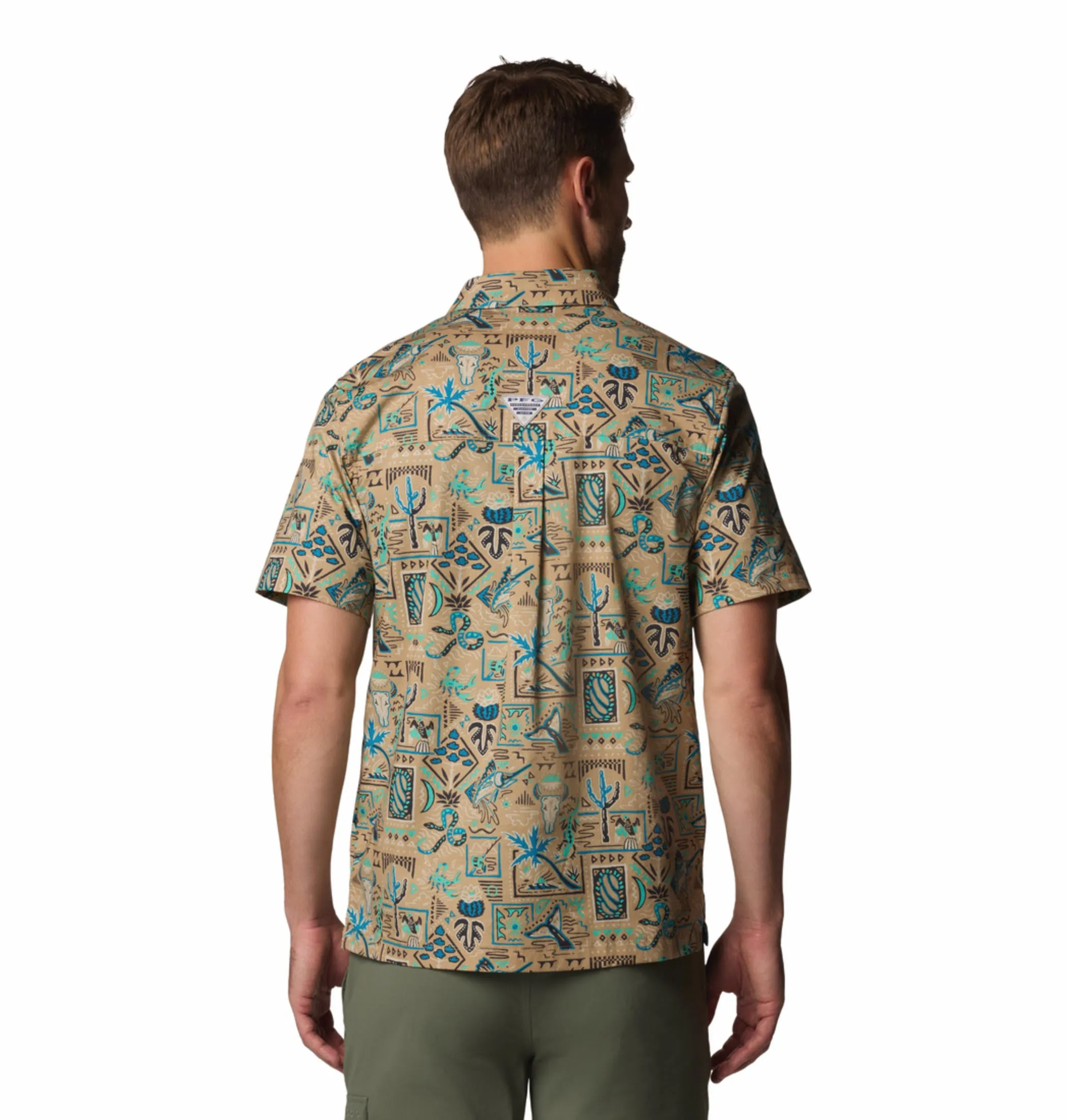 Columbia Men Beige Wild Cast Camp Short Sleeve Shirt