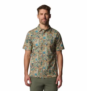 Columbia Men Beige Wild Cast Camp Short Sleeve Shirt