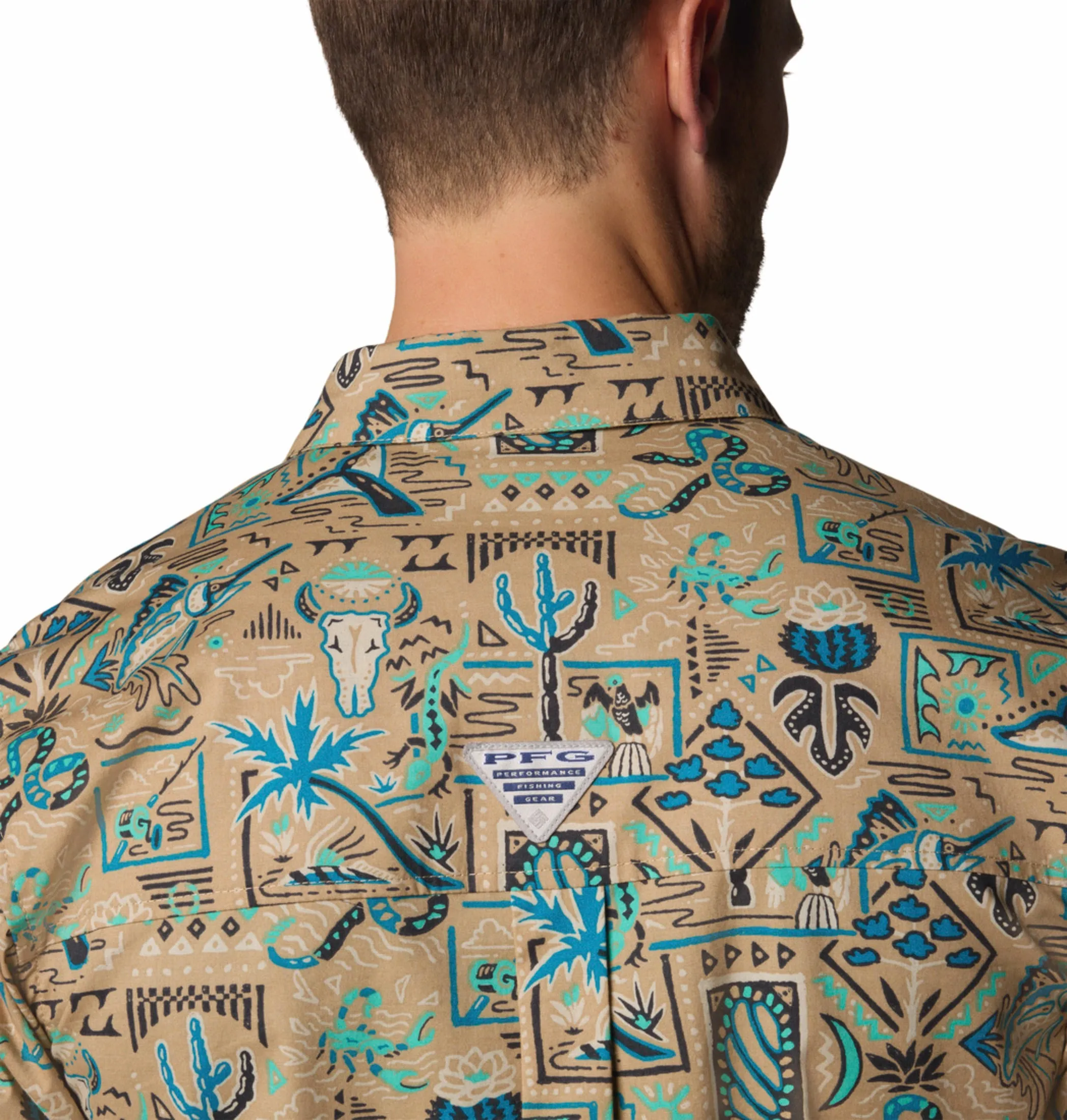 Columbia Men Beige Wild Cast Camp Short Sleeve Shirt