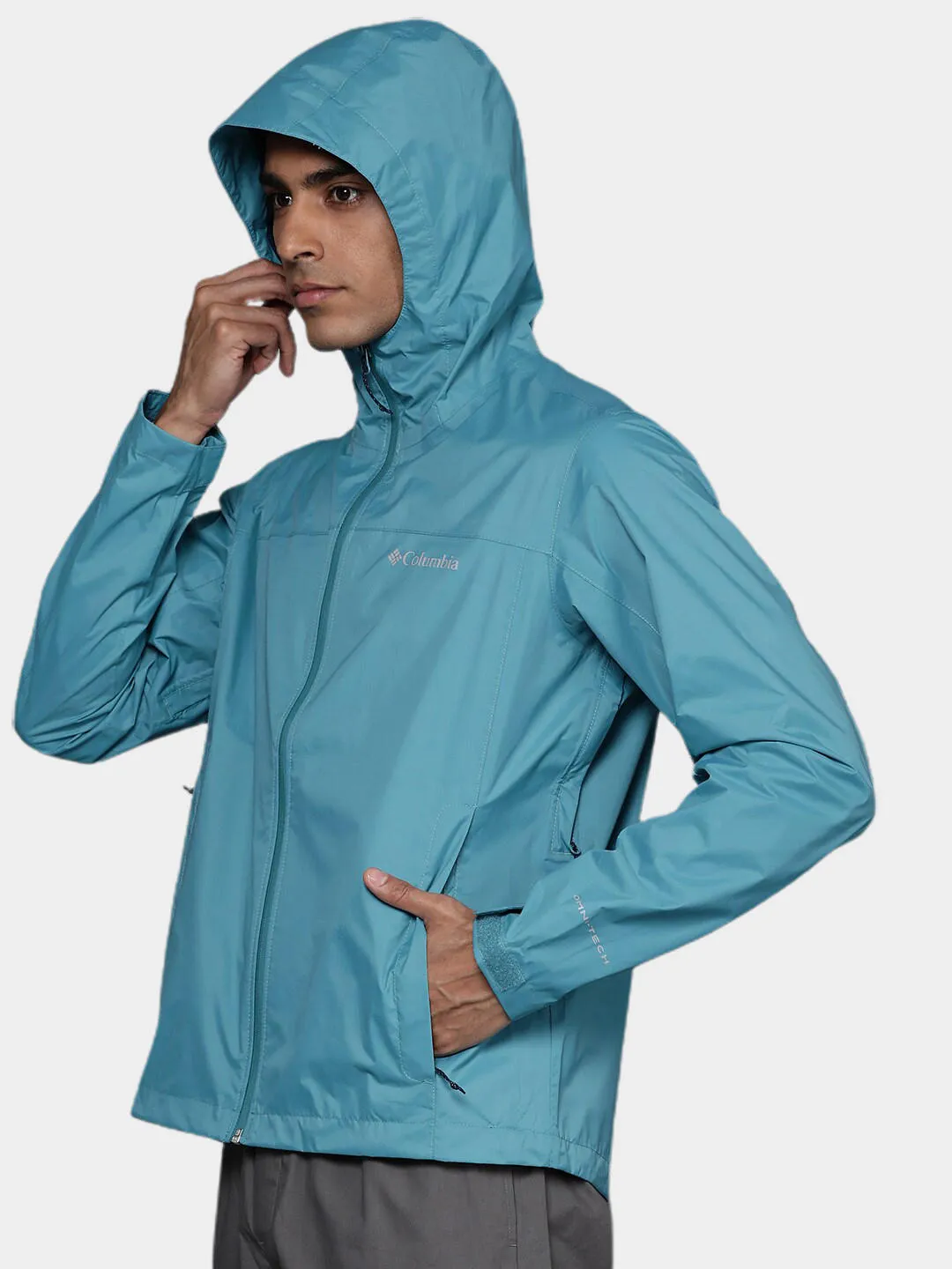 Columbia Men Blue Omni-Wick EvaPOURation Waterproof Rain Jacket