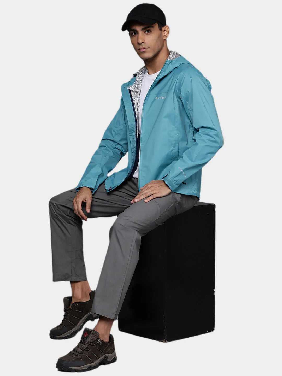 Columbia Men Blue Omni-Wick EvaPOURation Waterproof Rain Jacket