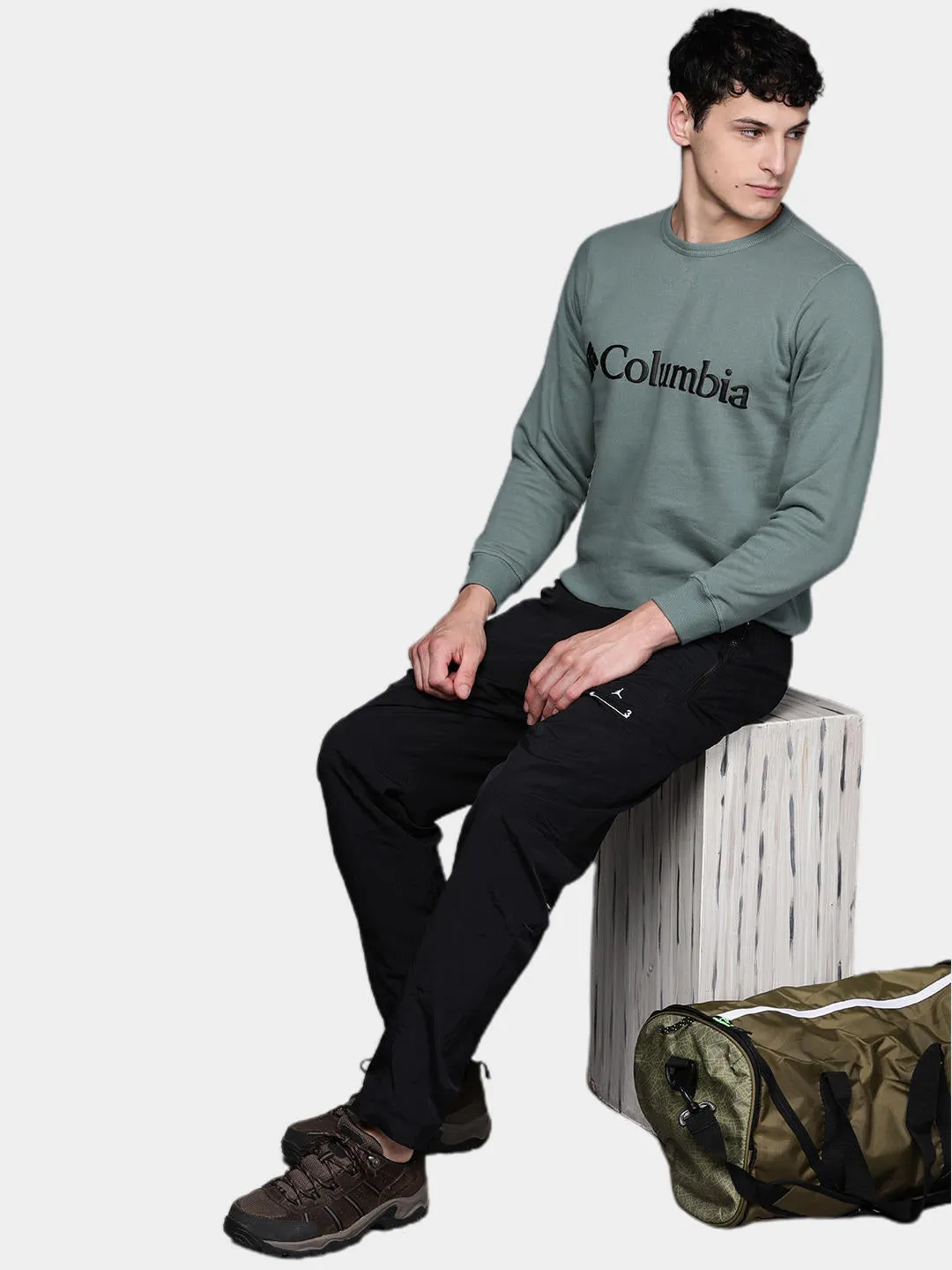 Columbia Men Green Sun Protection M Logo Crew Pullover