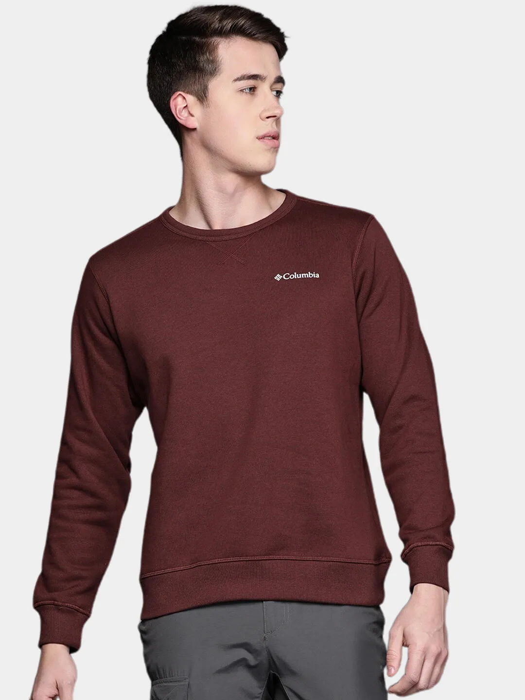 Columbia Men Maroon Sun Protection M Logo Crew Pullover