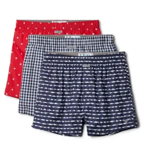 Columbia Men Multicolor PFG Printed Woven Boxer Pack of 3