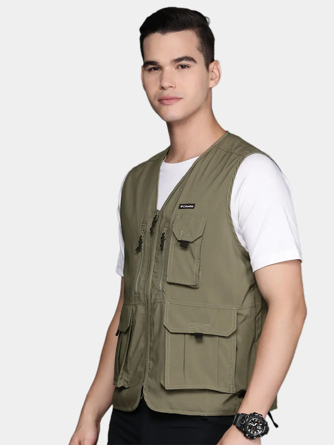 Columbia Men Olive Omni-Wick Silver Ridge Utility Gillet