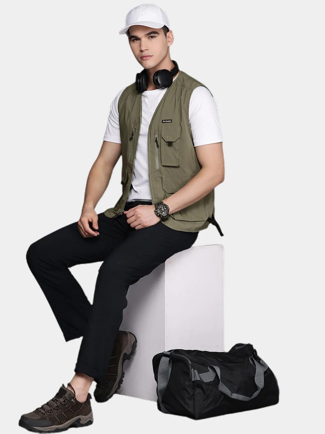 Columbia Men Olive Omni-Wick Silver Ridge Utility Gillet