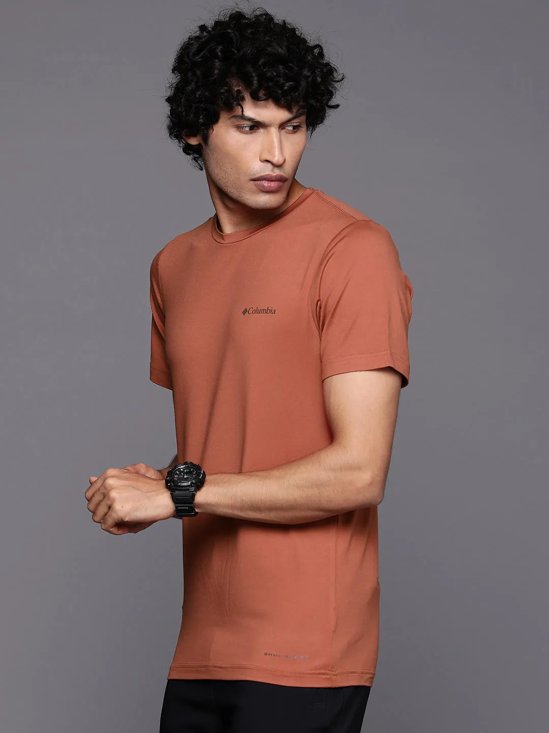 Columbia Men Orange Omni-Wick Tech Trail Graphic Tshirt