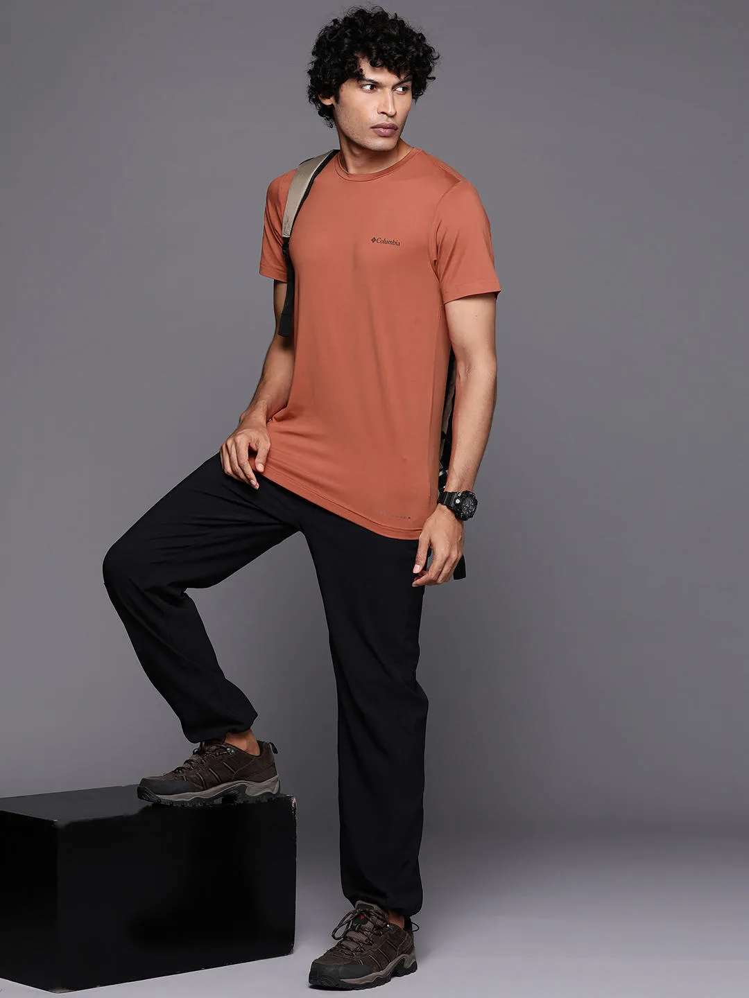 Columbia Men Orange Omni-Wick Tech Trail Graphic Tshirt