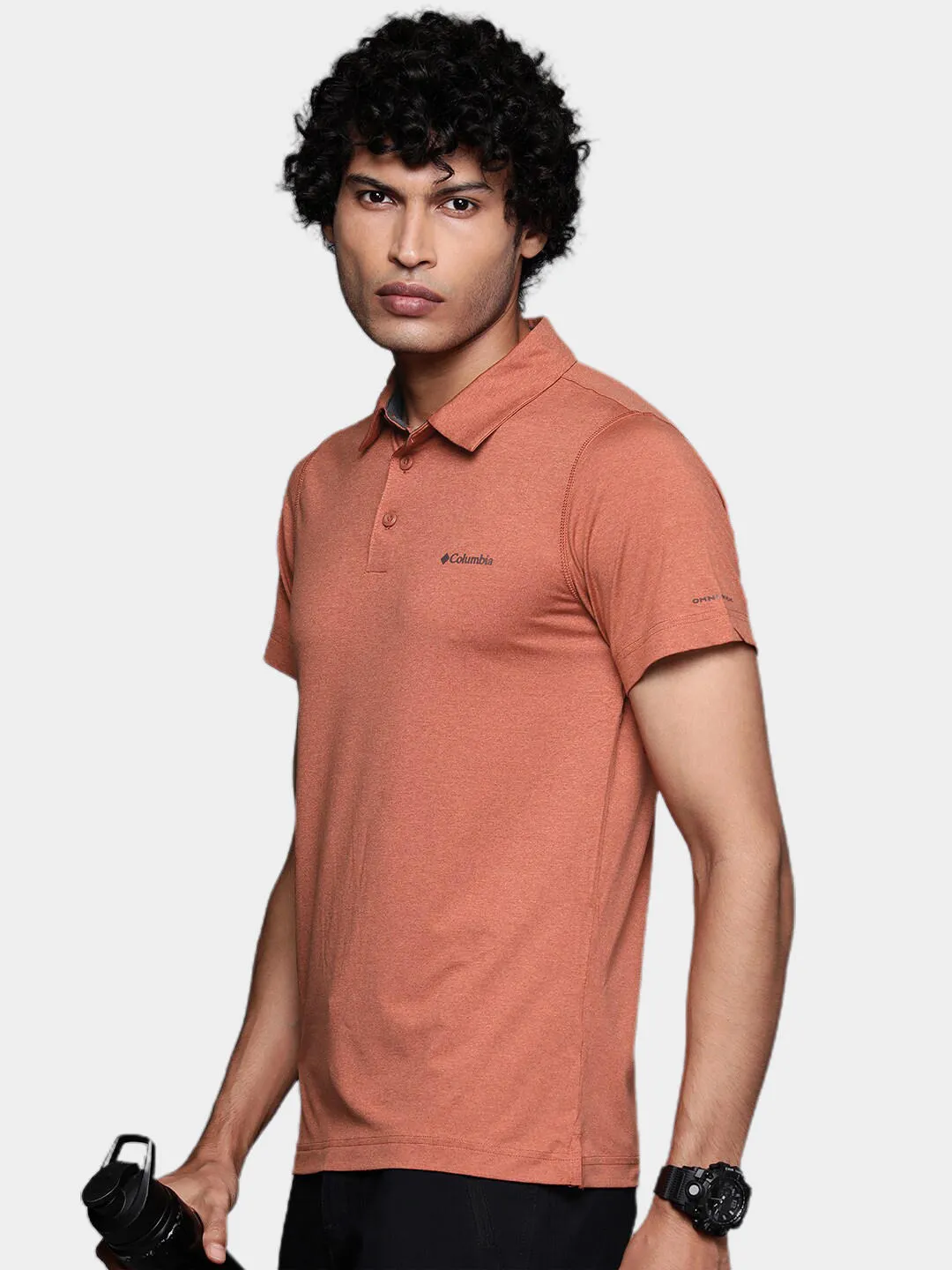 Columbia Men Orange Omni-Wick Tech Trail Polo Tshirt