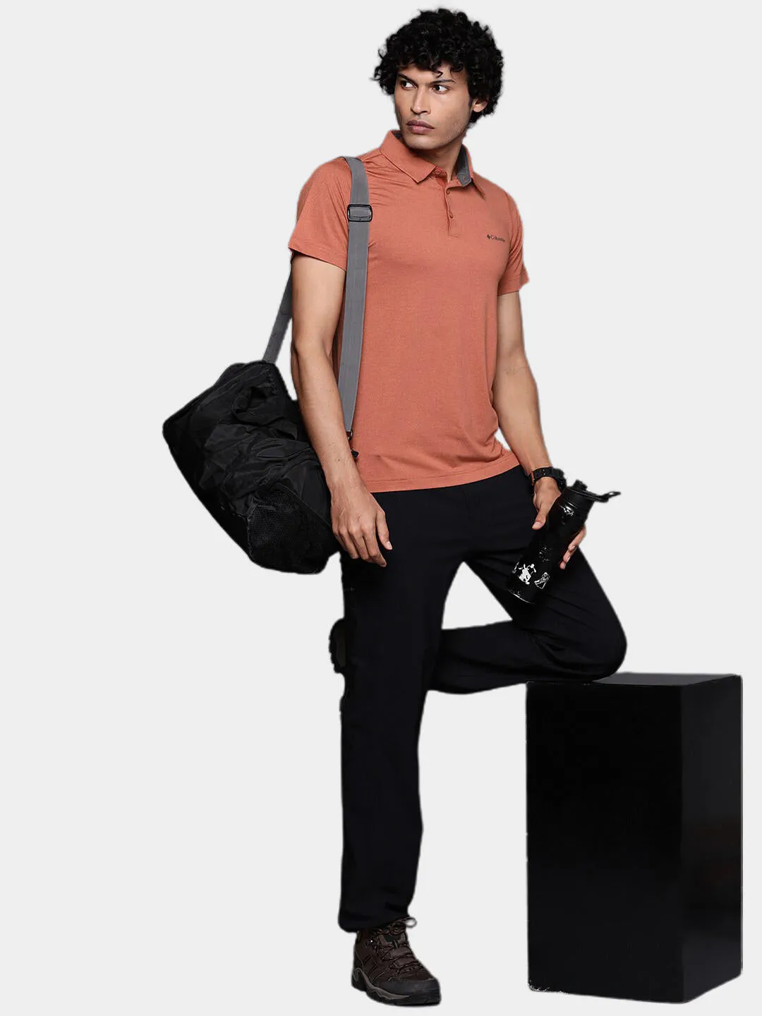 Columbia Men Orange Omni-Wick Tech Trail Polo Tshirt
