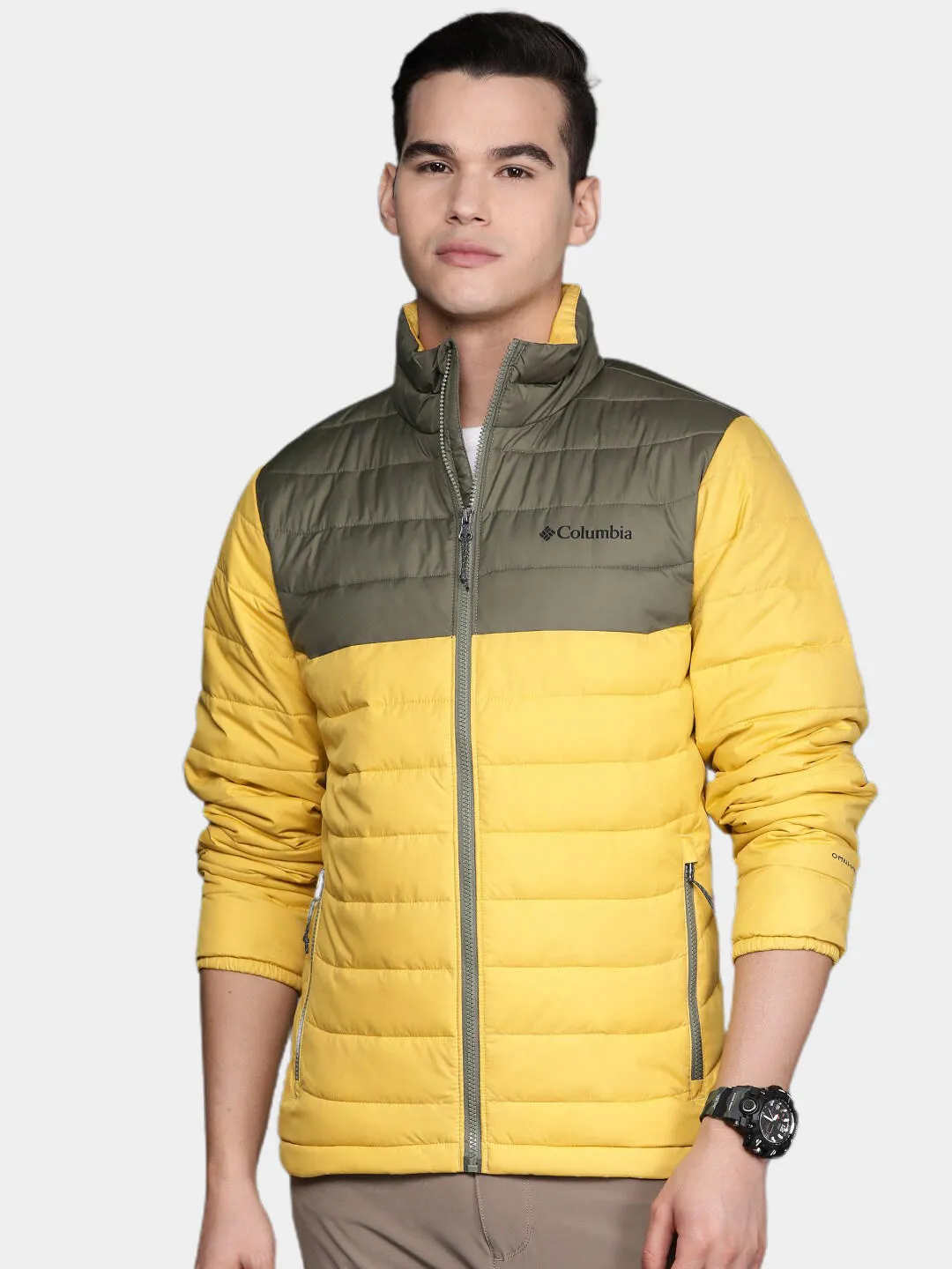 Columbia Men Yellow Omni-Heat Reflective Powder Lite Jacket