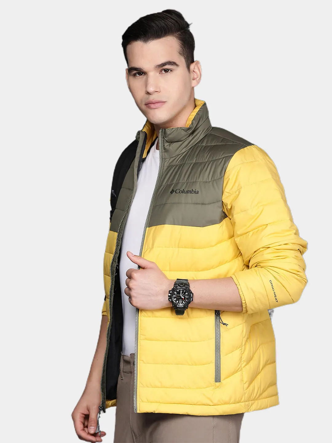 Columbia Men Yellow Omni-Heat Reflective Powder Lite Jacket