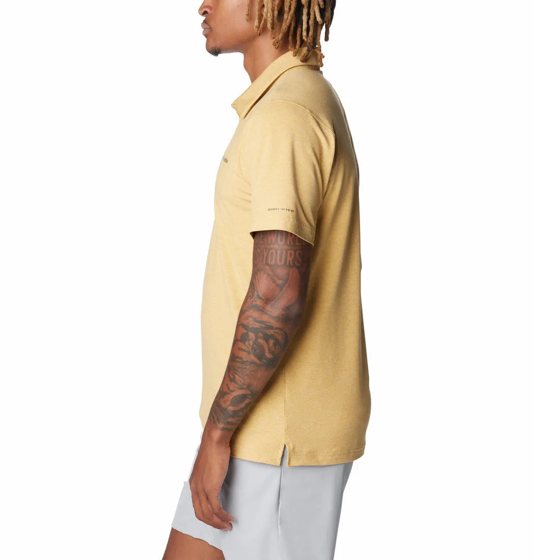 Columbia Men Yellow Omni-Wick Tech Trail Polo Tshirt
