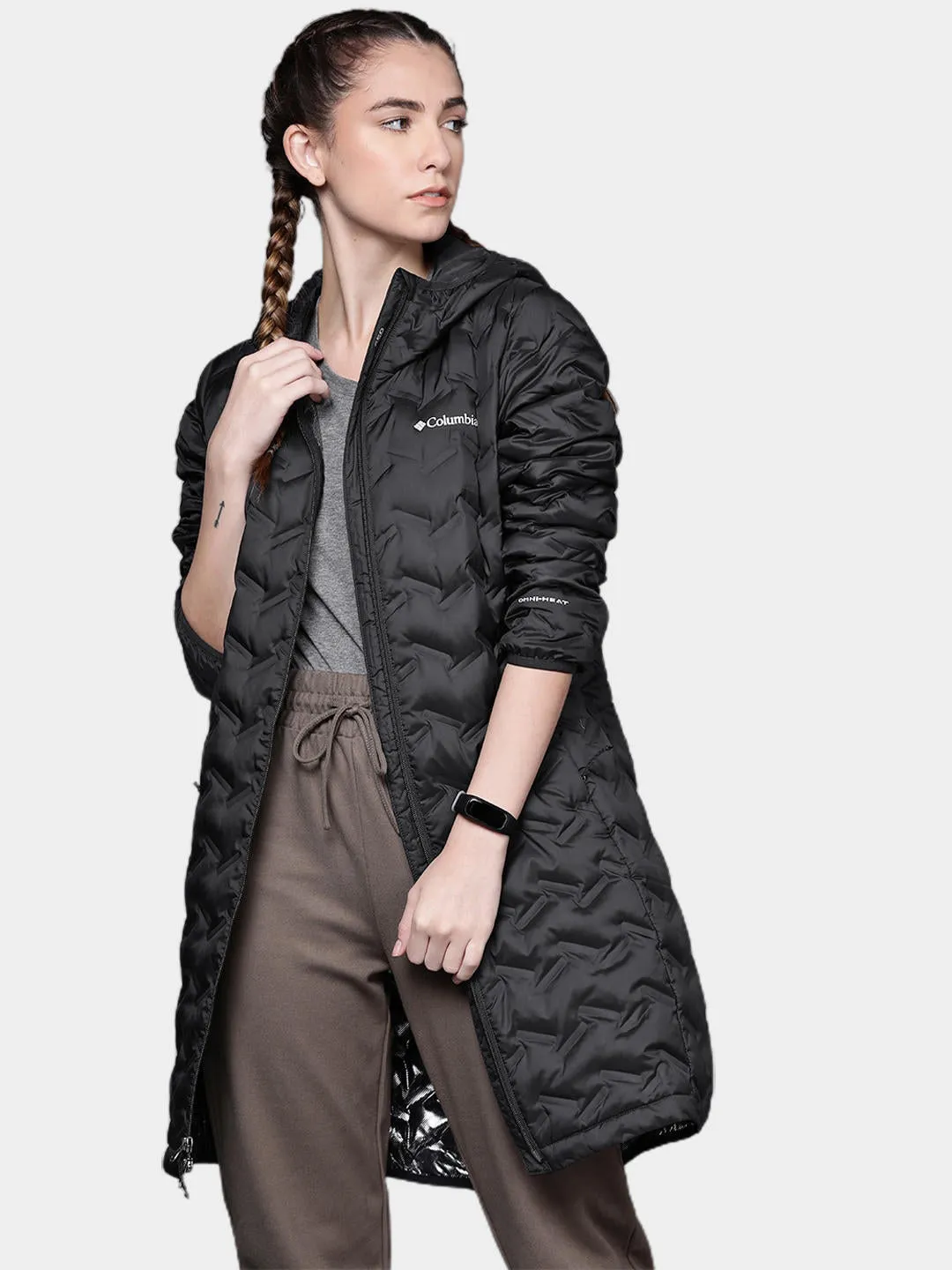 Columbia Women Black Omni-Heat Reflective Delta Ridge Long Down Jacket