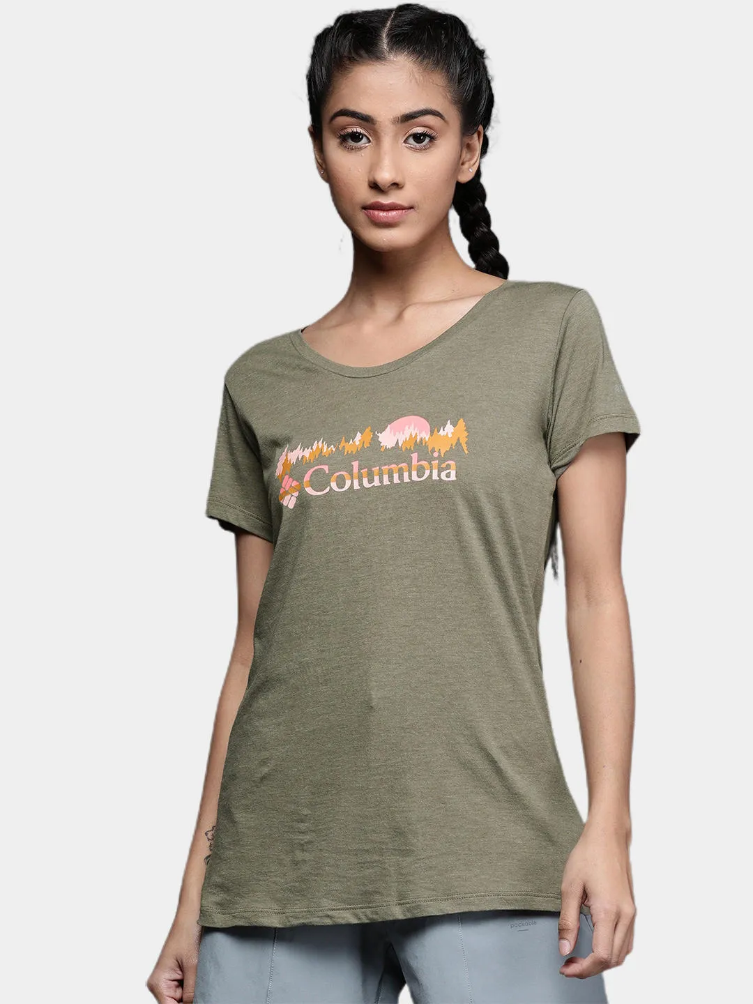 Columbia Women Green Daisy DaysGraphic Tshirt