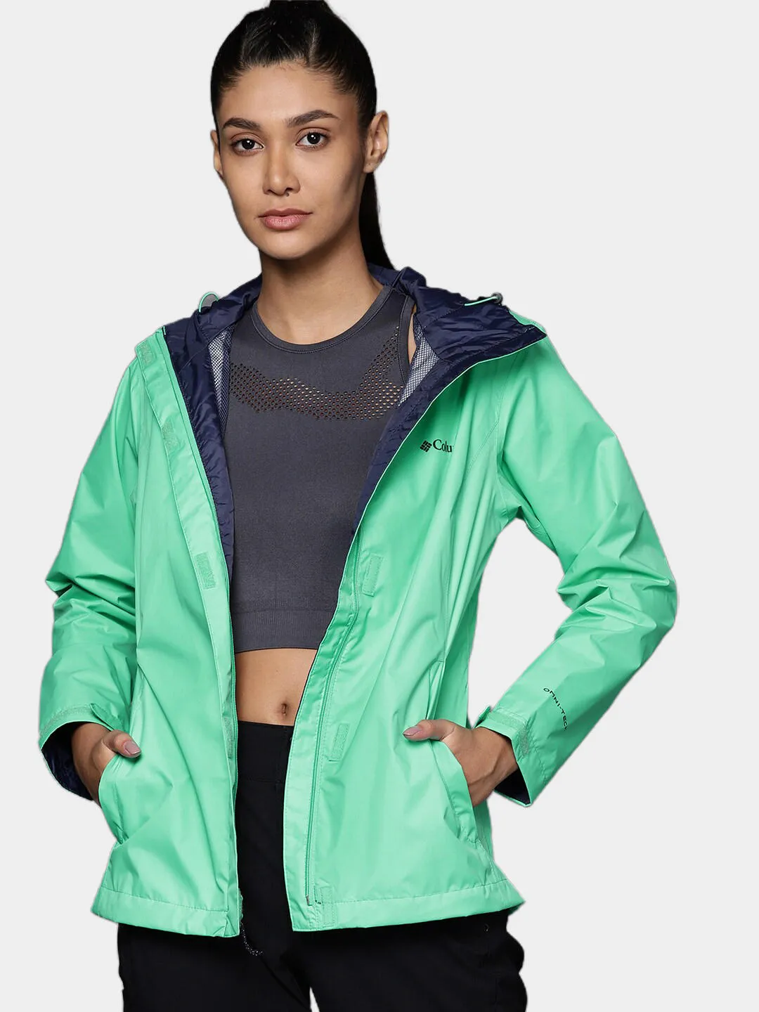 Columbia Women Green Omni-Tech Arcadia II Waterproof Rain Jacket