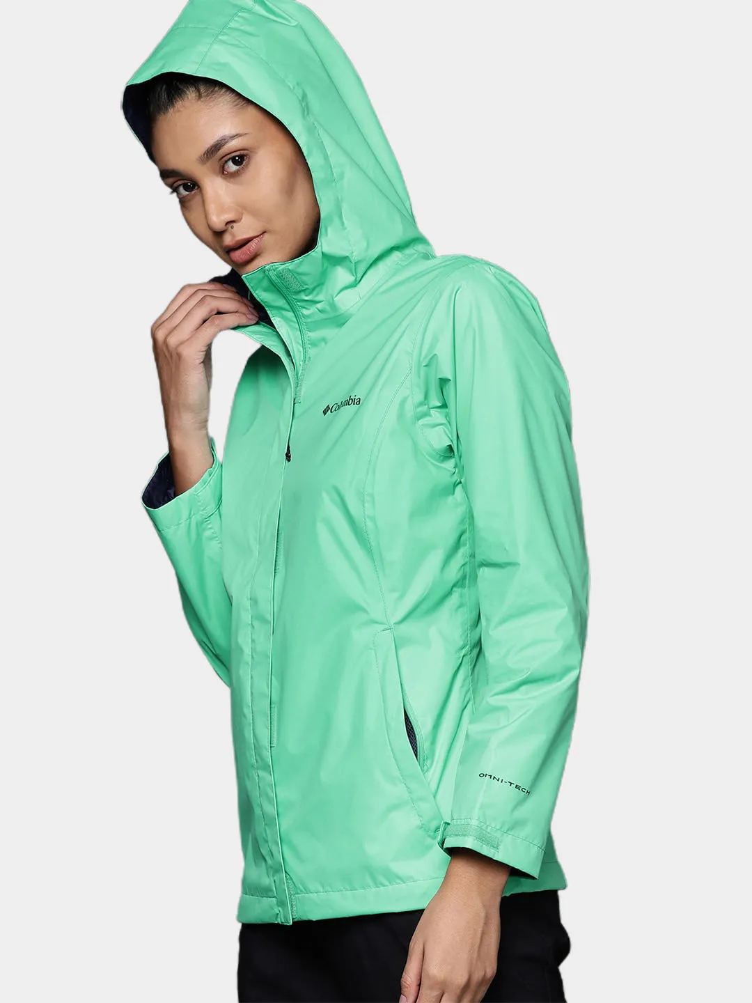Columbia Women Green Omni-Tech Arcadia II Waterproof Rain Jacket