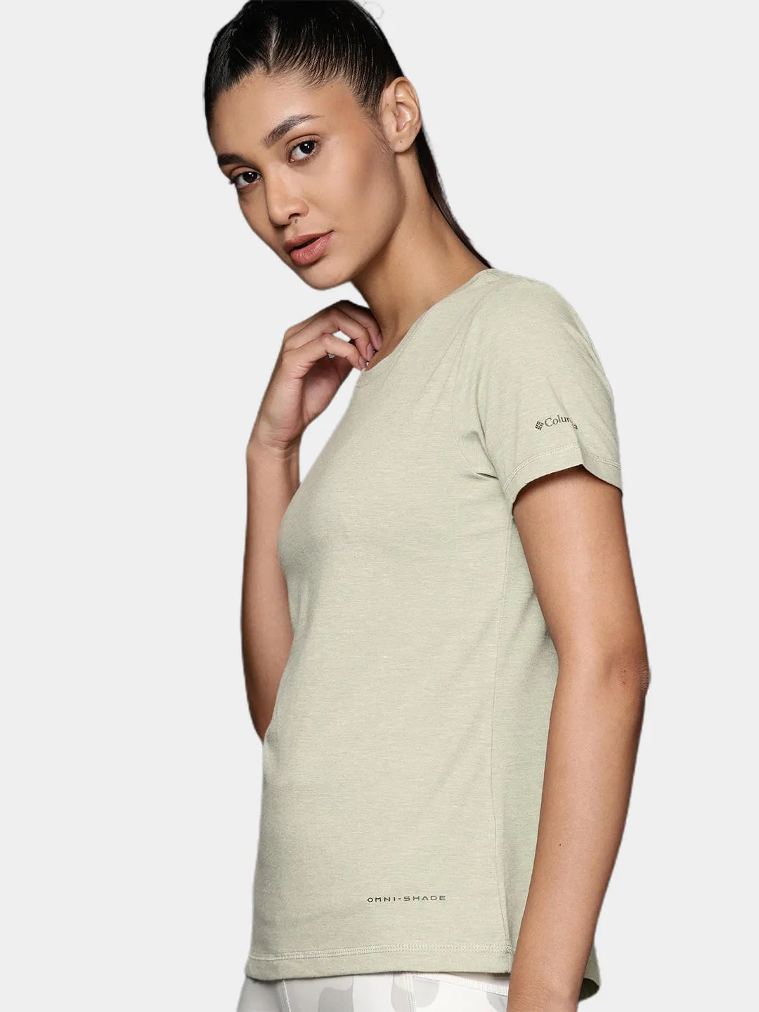 Columbia Women Green Omni-Wick Sun Trek Tshirt