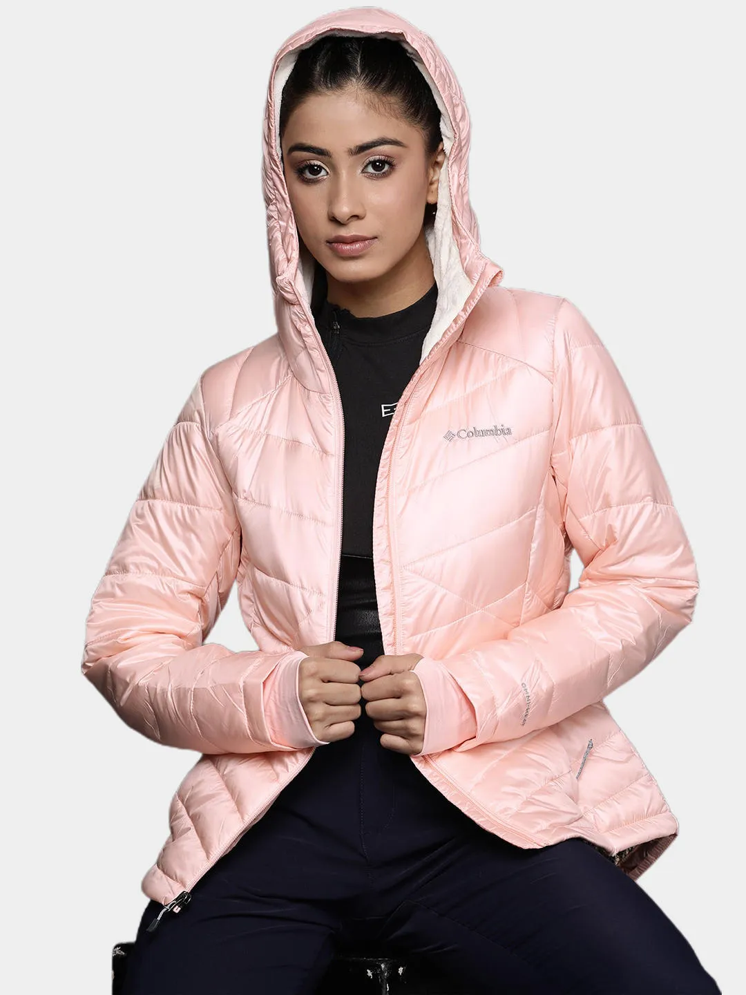 Columbia Women Orange Omni-Heat Infinity Joy Peak Hooded Jacket