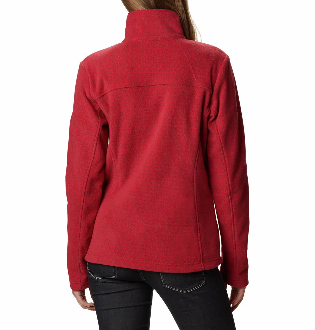 Columbia Women Red Fast Trek Printed Fleece Jacket