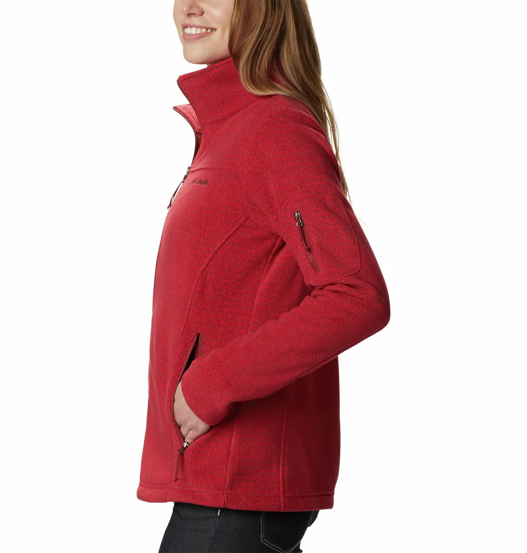Columbia Women Red Fast Trek Printed Fleece Jacket