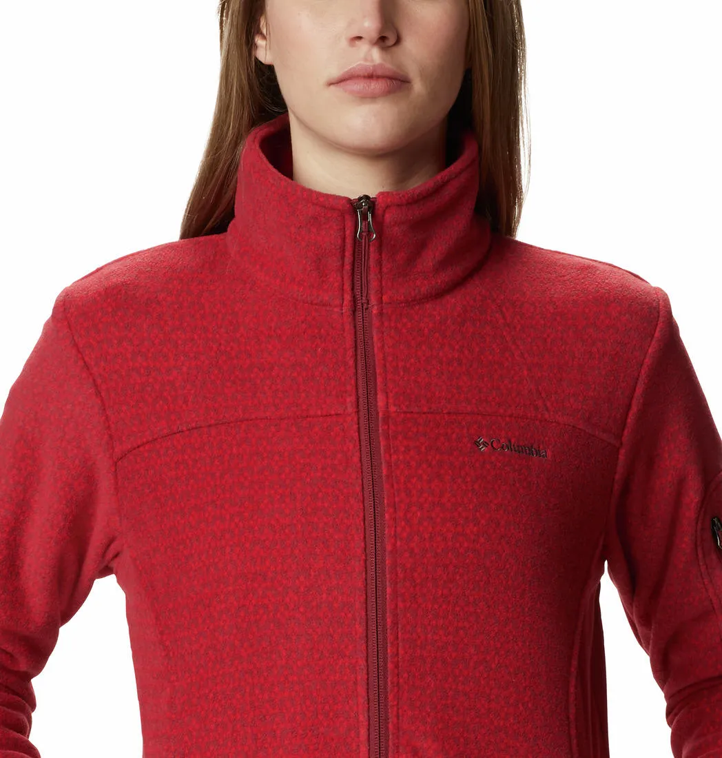 Columbia Women Red Fast Trek Printed Fleece Jacket