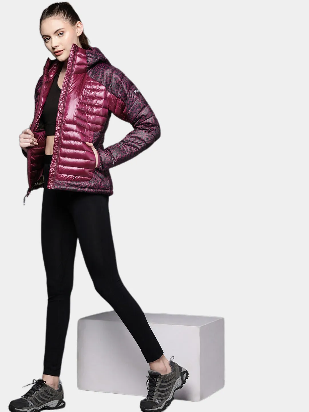 Columbia Women Red Omni-Heat Infinity Labyrinth Loop Hooded Jacket